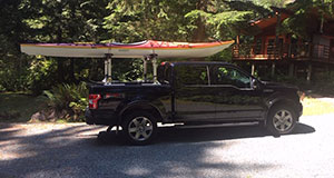 Seaward kayaks, Thule rack and F-150 pickup truck ready to roll.
