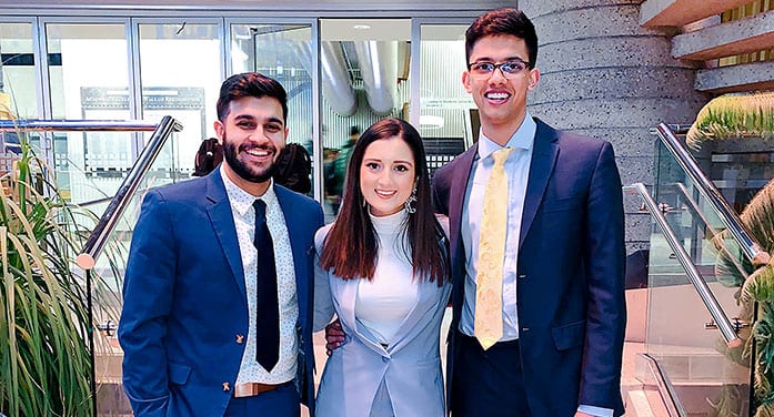 (From left) U of A science students Adarsh Badesha, Simran Dhillon and Ajaypartap Gill