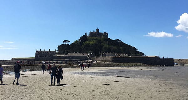 Onwards to St. Michael’s Mount, across fields and marsh Onwards to St. Michael’s Mount, across fields and marsh