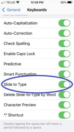 Slide to type on iphone