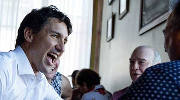 Justin Trudeau laughing