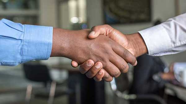 Shaking hands business