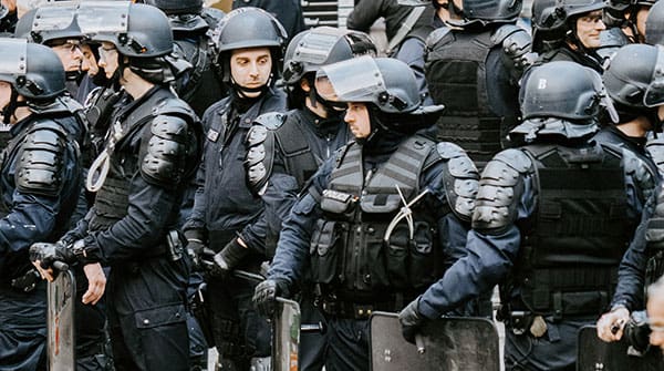 French-riot-police people in charge